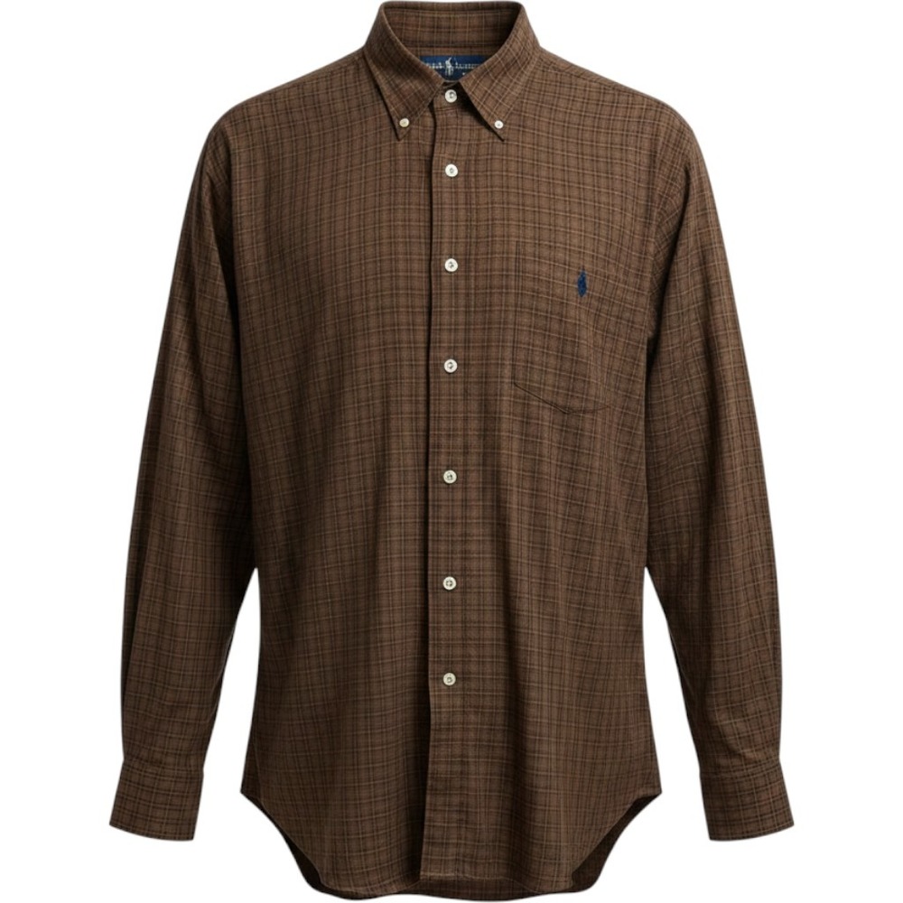 Ralph Lauren McMeel Mens XXL Brown Green Plaid Cotton Button Down Shirt L Sleeve